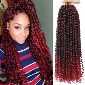 Hot Selling 18''Pure Ombre Color Passion Spring Twist Synthetic Hair Fiber Long Soft Crochet Braids Passion Twist Hair Extension